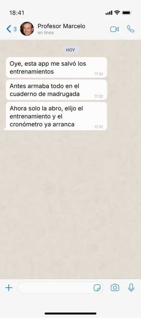 Testimonio de un entrenador en WhatsApp