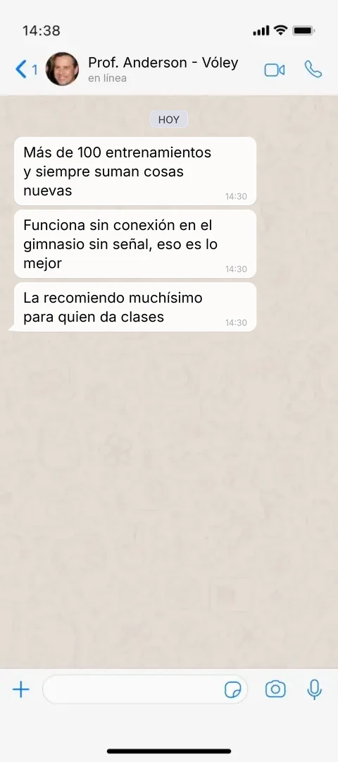 Testimonio de un entrenador en WhatsApp